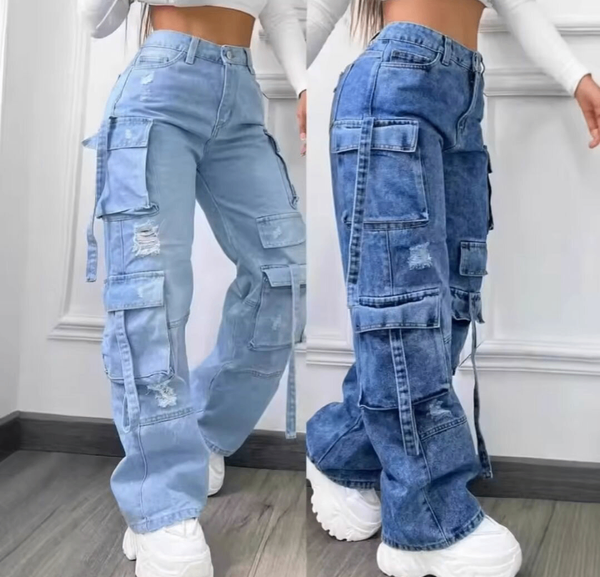 Pantalons cargo en denim tendance