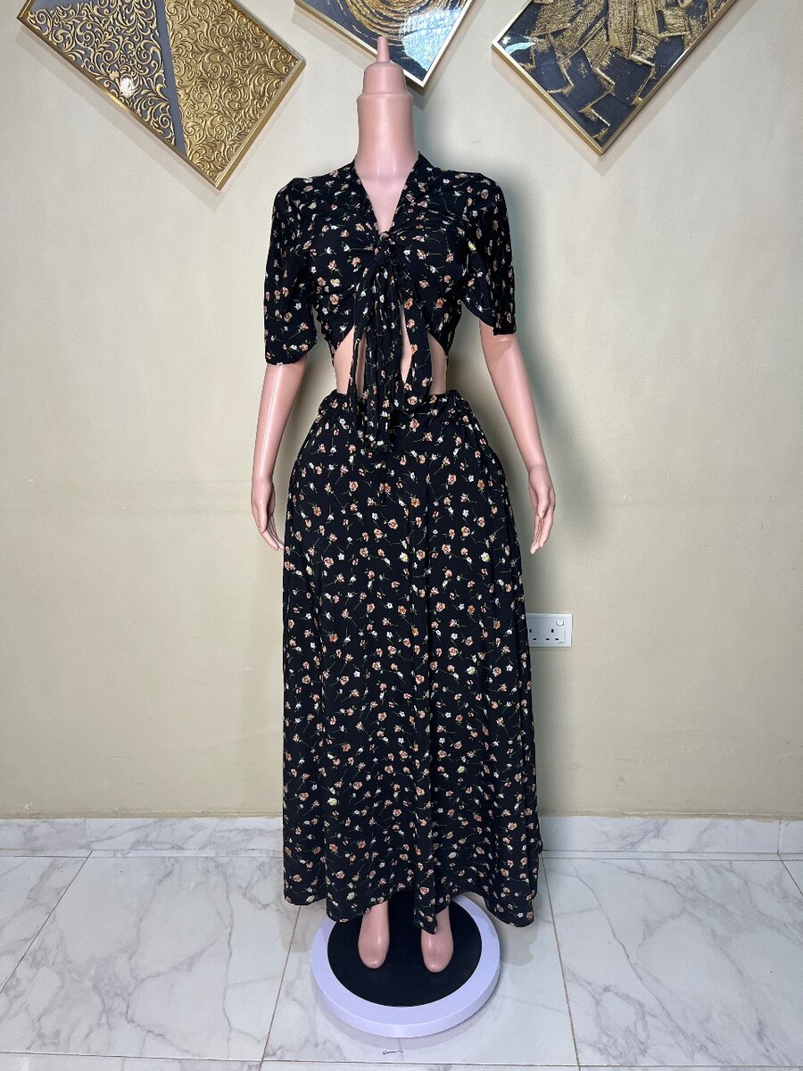 Flared skirt and top set