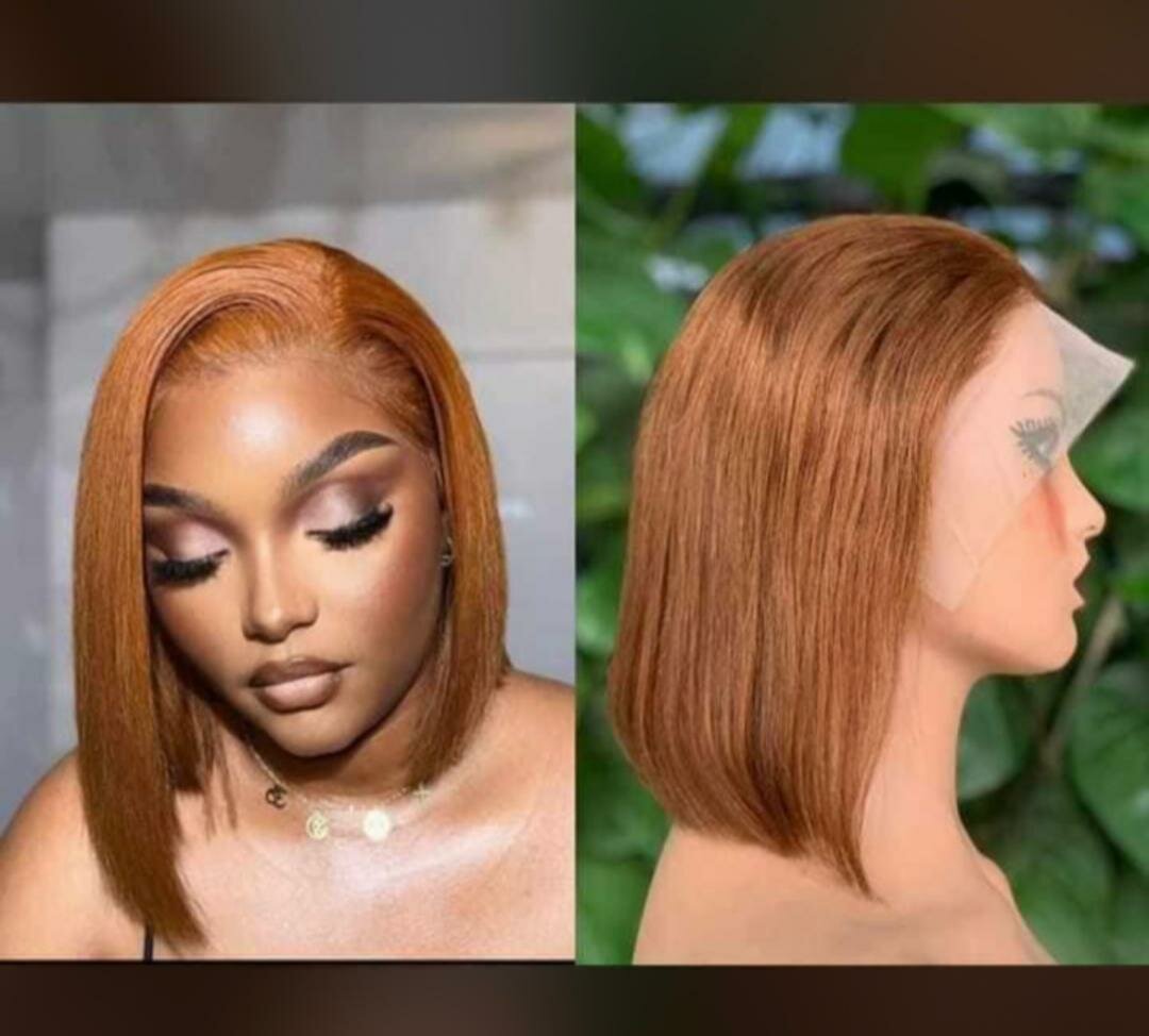 Perruque bob en dentelle orange