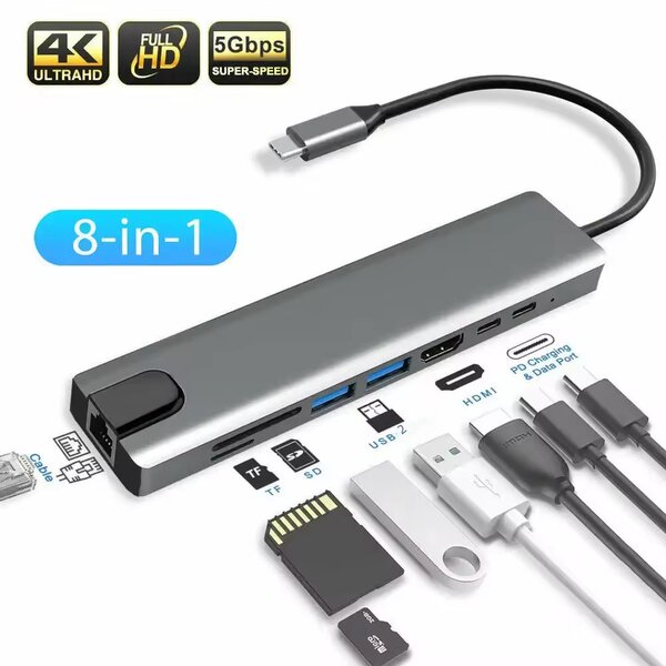 Hub USB-C 8-en-1, 4K