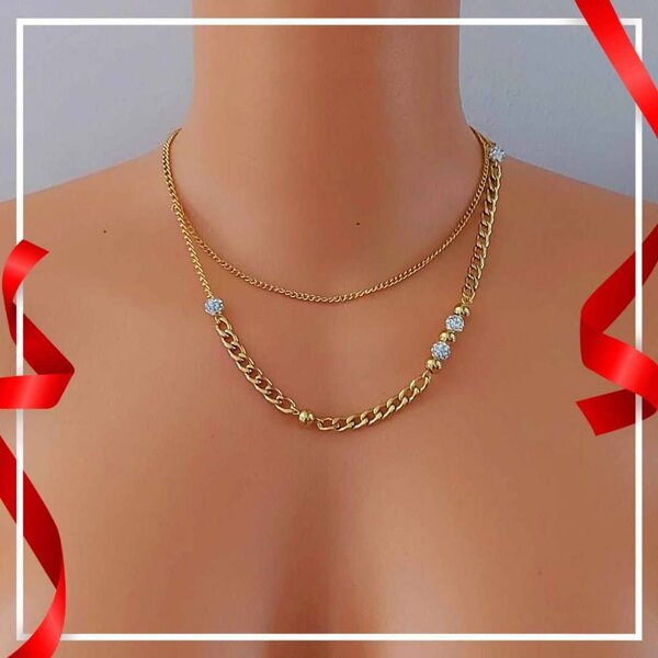 Collier Double Doré Élégant