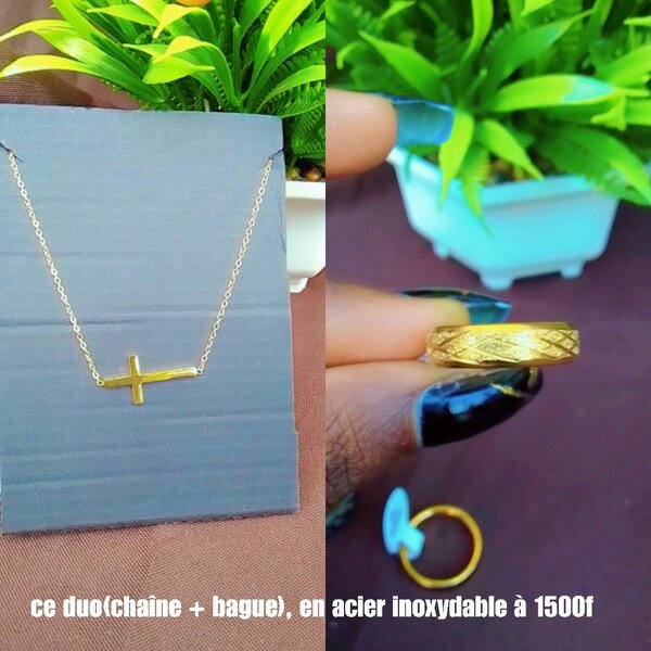 Ensemble Collier et Bague en Acier