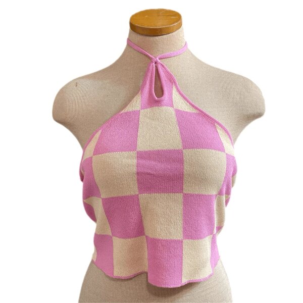 Checkered Print Crop Top
