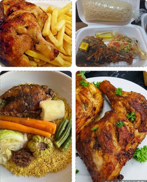 Attiéké poulet, frite poulet