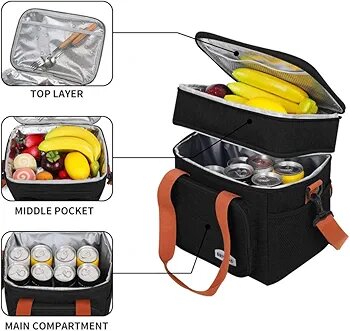 Dual compartment insulated lunch bag