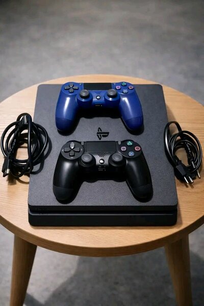 Console PS4 avec manettes et jeux vidéo
