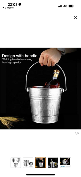 Seau à glace avec poignée robuste