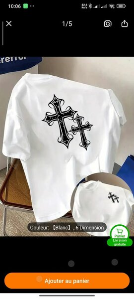 T-shirt blanc avec croix