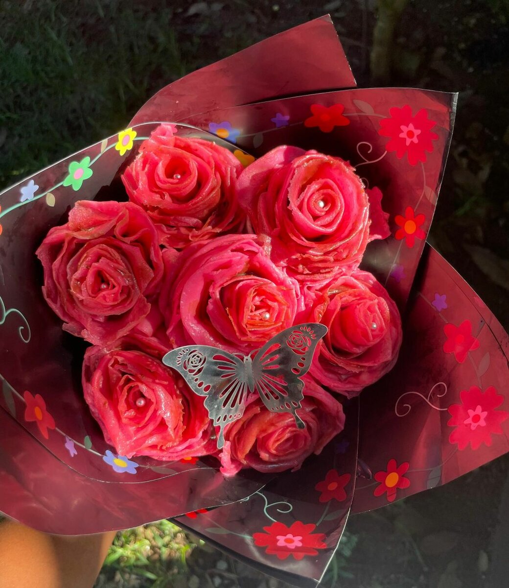 Bouquet de roses de crêpes