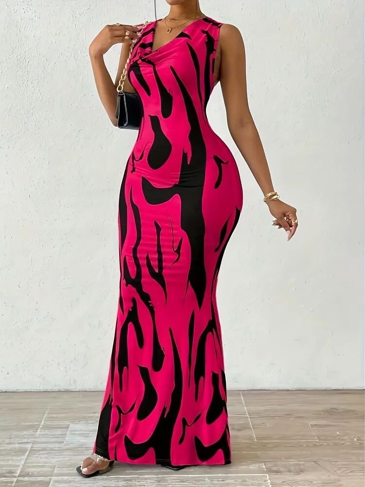 Robe longue imprimée pour femmes