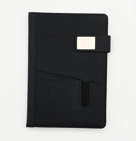 Black Fabric A5 diary with pocket for phone or things