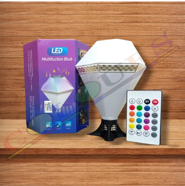 Diamond LED RGB Bulb triangle shaped multicolor Lamp disco audio Bluetooth speaker music & wireless Remote Control E27 holder