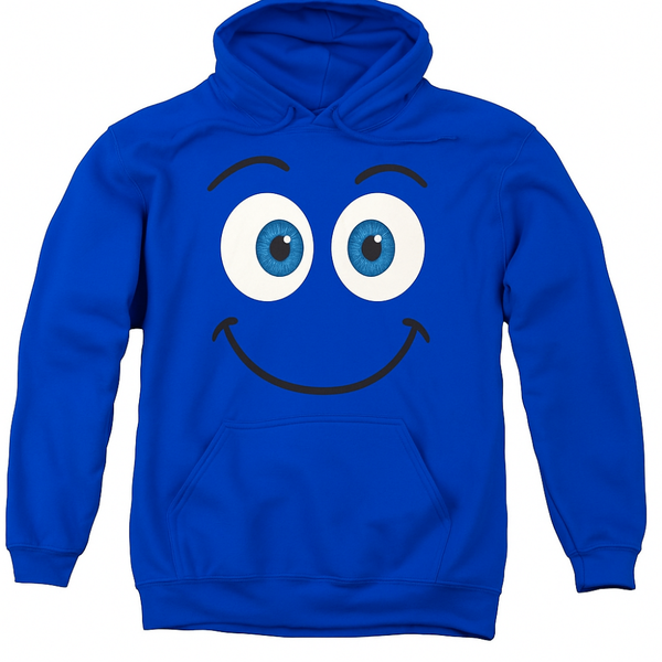 Sweat à capuche sourire bleu