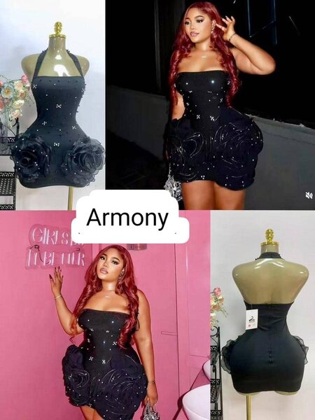 Robe Évasée Noire Glamour