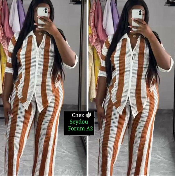 Tenue rayée élégante femme