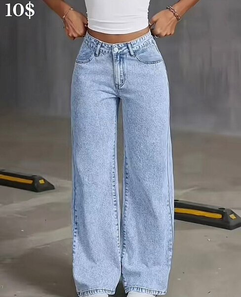 Jeans taille haute large