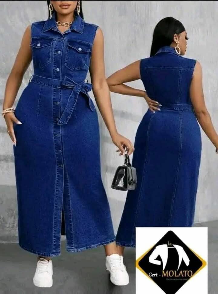Robe en jean sans manches élégante