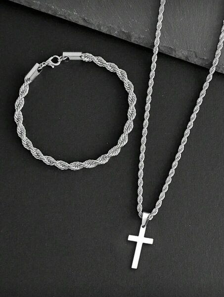 Ensemble collier et bracelet croix