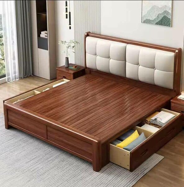 Lit adulte avec rangement en bois