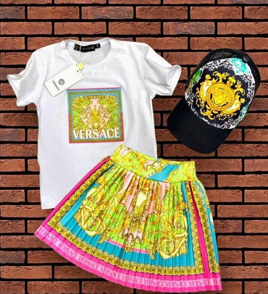 3pcs pleated skirt, cap and top