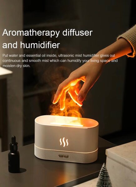 Ultrasonic Flame Diffuser and Humidifier + 2 Essential oils
