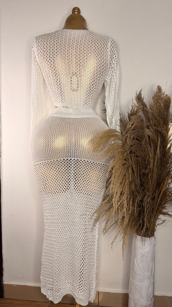 Ensemble crochet blanc en dentelle