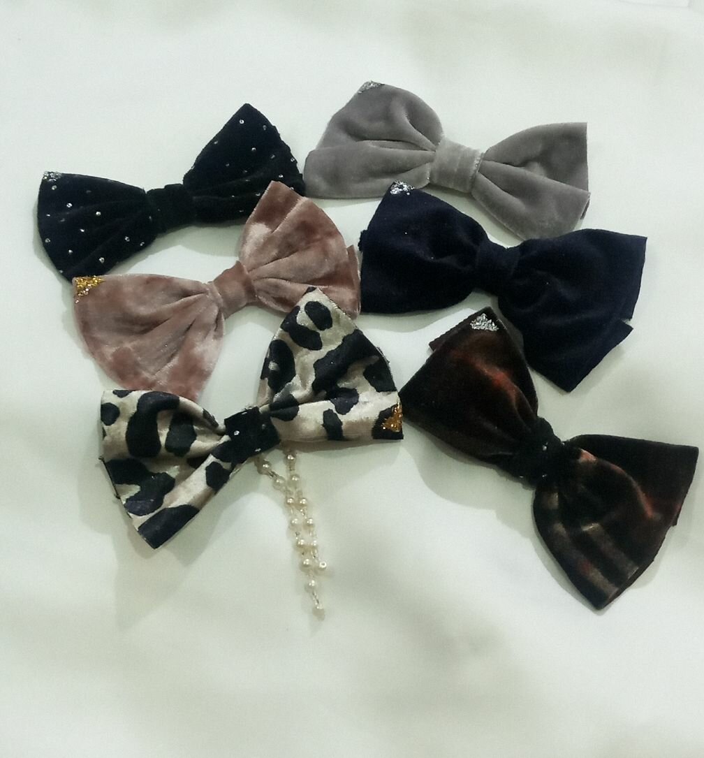 Hair bows Pack of 4 multicolor velvet