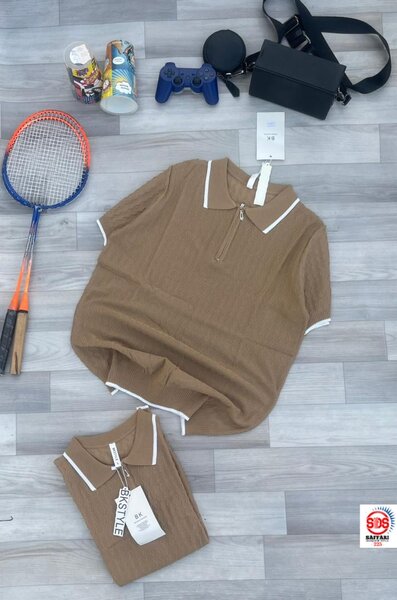 Polo en coton marron homme