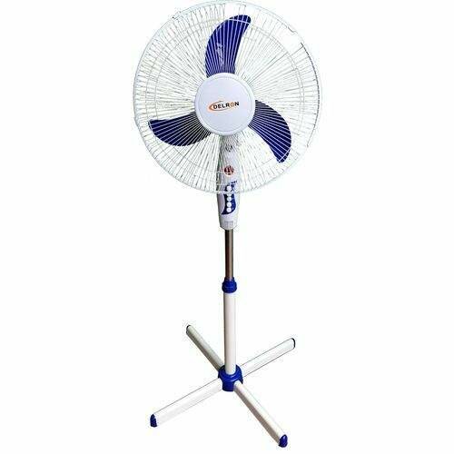 Delron DSF-40 Standing Fan - 16" - White/Blue