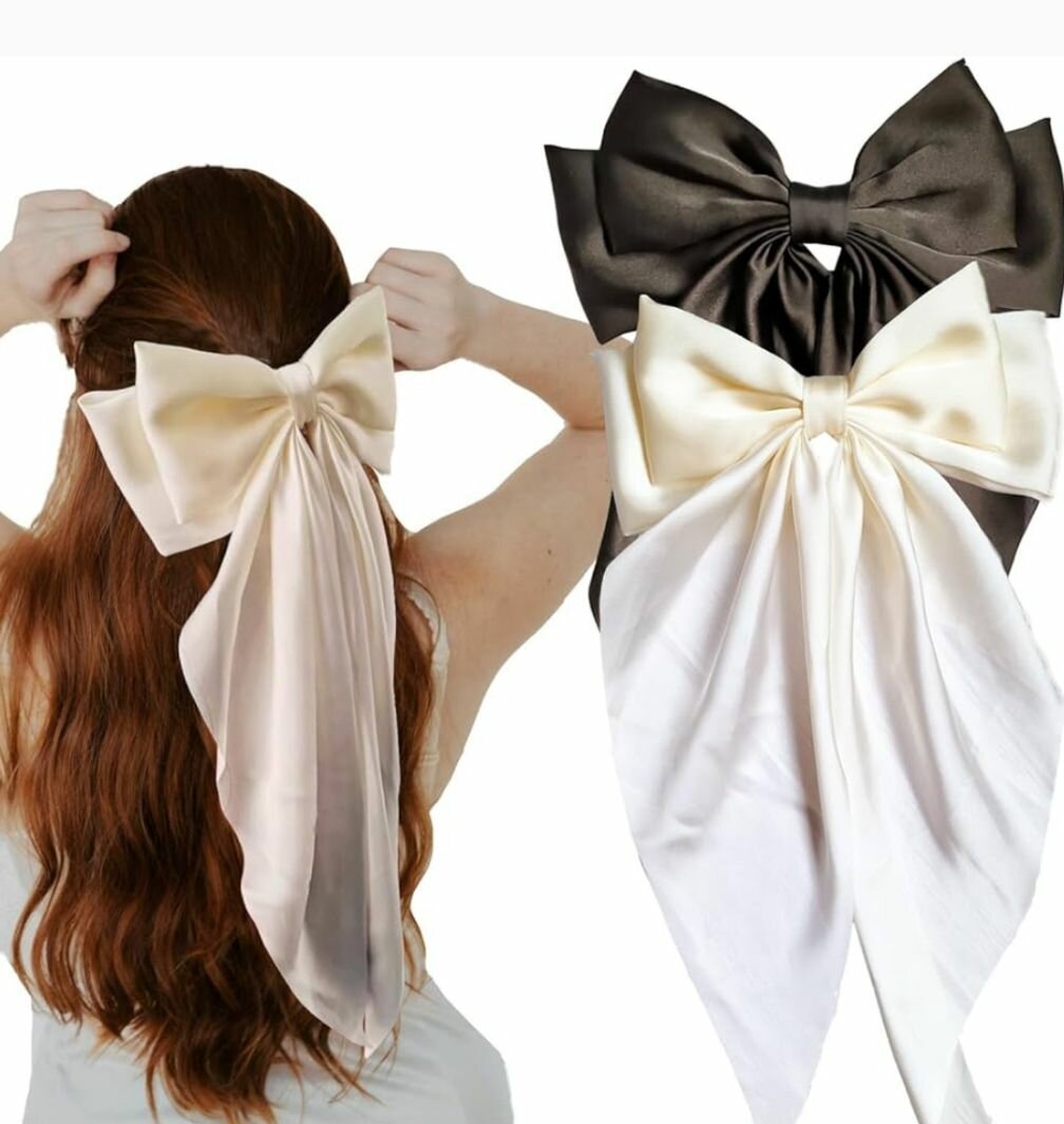 Silk bows big for long hair