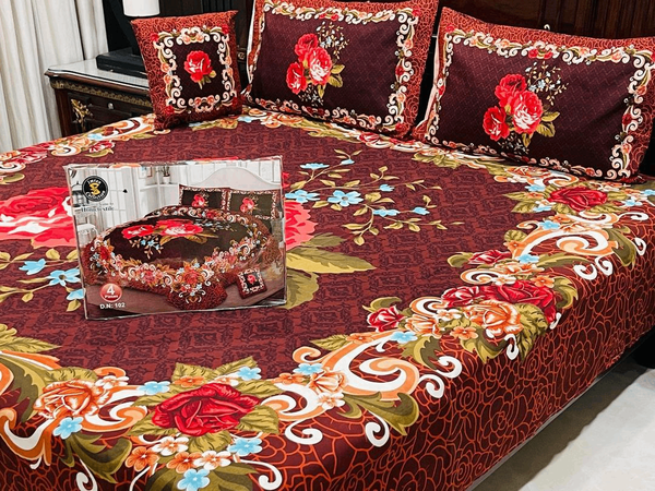 4 PCs Crystal Cotton printed Double Bedsheet