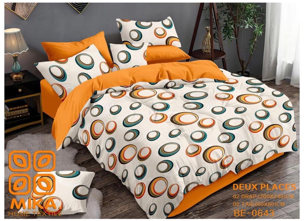 Draps 3 place Colorée en Coton