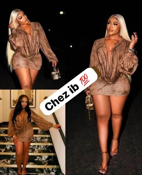 Robe en velours marron pour femmes