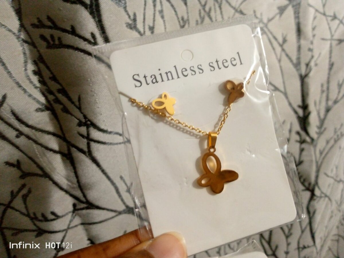 Parure en acier inoxydable doré