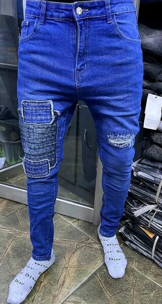 Jeans skinny patchwork homme