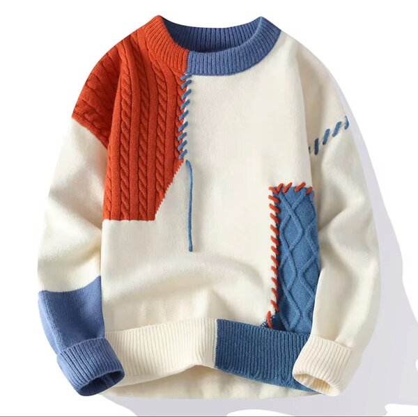 Pull-over en tricot patchwork
