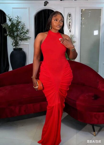 Robe rouge élégante femme