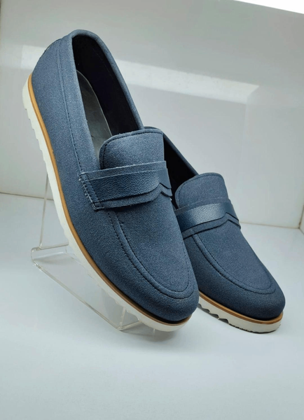 Men's premium quality leather blue loafers