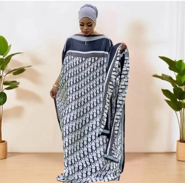 Ladies classy silk dress with scarf