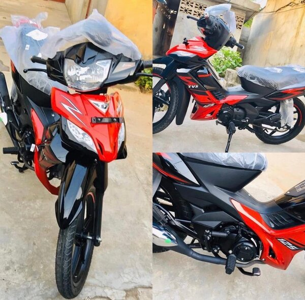 Moto TVS rouge et noir