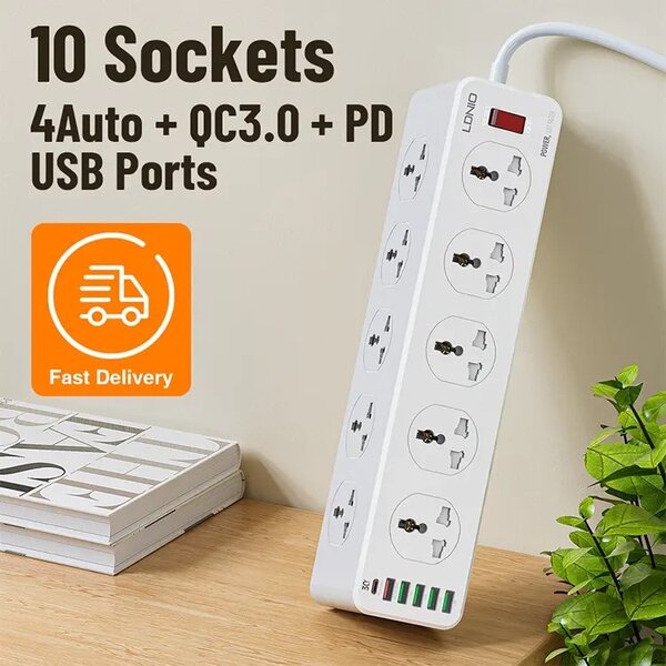 LDNIO SC10610 Extension Power Socket Strip With 10 Sockets 6