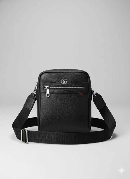 Sac banane en cuir noir pour homme