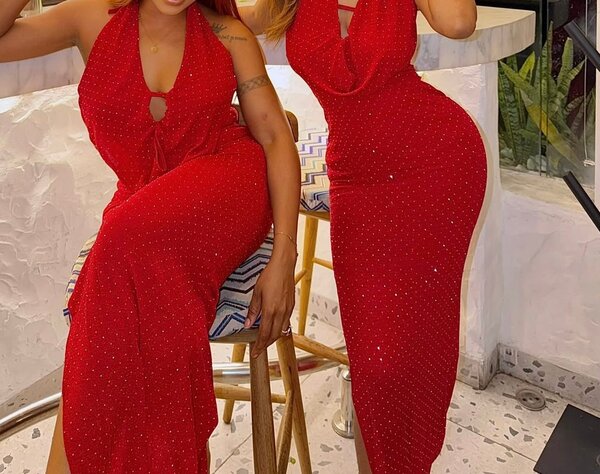 Robe longue rouge glamour