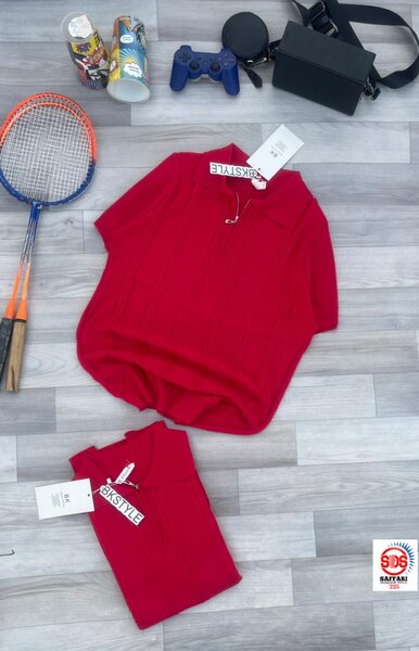 Polo rouge en tricot