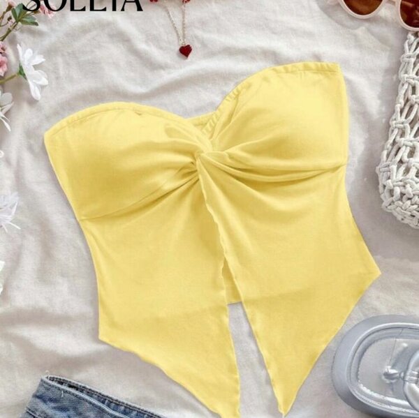 Top bustier jaune tendance
