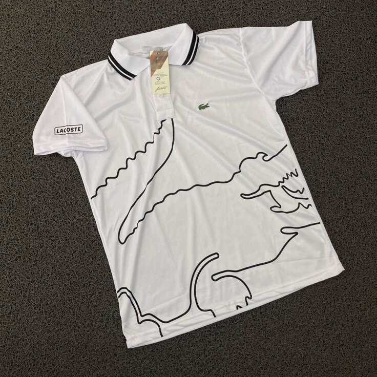 Polo noir à imprimé crocodile