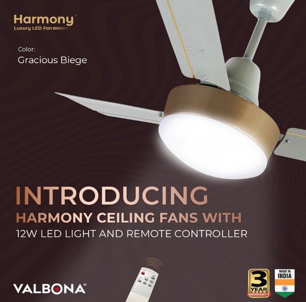 VALBONA Harmony Ceiling Fan Luxury Led, Remote Control-Beige