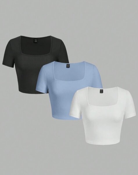 T-shirts cou carrés femme