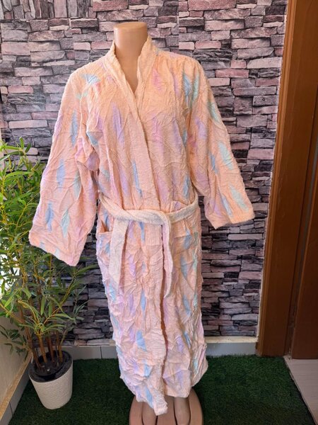 Peignoir doux en coton rose