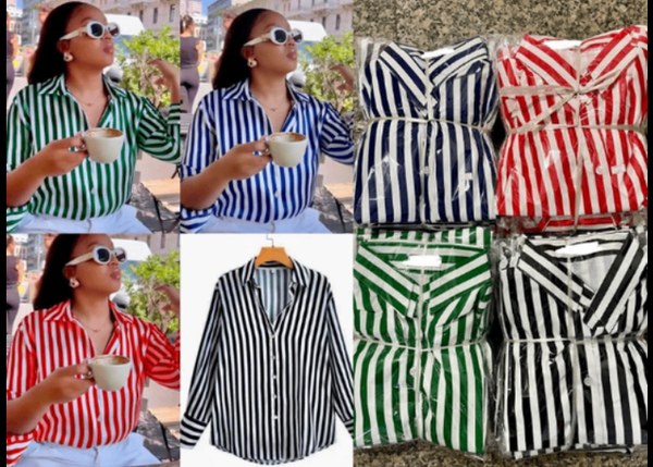 Chemisier rayé en coton pour femme